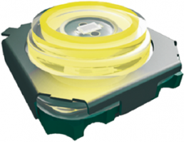 Short-stroke pushbutton, 1 Form A (N/O), 50 mA/28 V, illuminated, yellow, actuator (transparent), 4 N, SMD