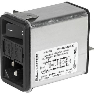 IEC plug C14, 50 to 60 Hz, 10 A, 250 VAC, faston plug 6.3 mm, 3-103-789