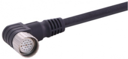 Sensor actuator cable, M23-cable socket, angled to open end, 19 pole, 10 m, PVC, black, 9 A, 21373600D75100