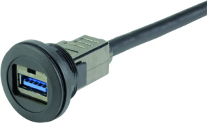 USB 3.0 Cable for front panel mounting, USB socket type A to USB plug type A, 0.5 m, black