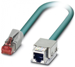 Network cable, RJ45 plug, straight to RJ45 socket, straight, Cat 6, S/FTP, PUR, 2 m, blue