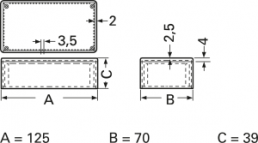 ABS enclosure, (L x W x H) 125 x 70 x 39 mm, black (RAL 9004), COFFER 2.9 SCHWARZ