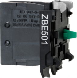 Harmony kontaktelement med 1xNO kontakt for høj belastning (10A ved 24VDC) og skrueterminaler