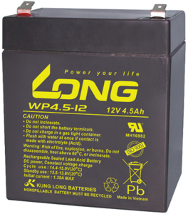 Lead-battery, 12 V, 4.5 Ah, 90 x 70 x 101 mm, faston plug 4.8 mm