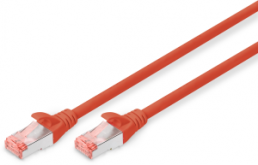 Patch cable, RJ45 plug, straight to RJ45 plug, straight, Cat 6, S/FTP, LSZH, 5 m, red