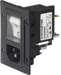 Combination element C14 or C18, 3 pole/2 pole, screw mounting, plug-in connection, black, 3-108-454