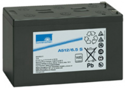 Lead-battery, 12 V, 6.5 Ah, 151 x 66 x 94 mm, faston plug 4.8 mm