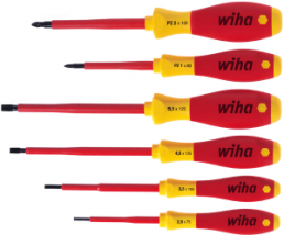 VDE screwdriver kit, PZ1, PZ2, 2.5 mm, 3.5 mm, 4.5 mm, 5.5 mm, Pozidriv/slotted, BL 100 mm, 320NZK6SO