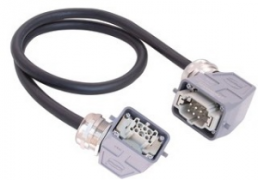 Connecting line, 1 m, plug angled to socket angled, AWG 16, 20871463002100