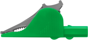Safety alligator clip, green, max. 32 mm, L 92 mm, CAT III, socket 4 mm, SAK 6675 NI / GN