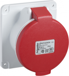 CEE surface-mounted socket, 3 pole, 16 A/380-415 V, red, IP44, PKF16G433