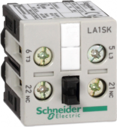Auxiliary switch block, 2 pole, 10 A, 690 V, 1 Form A (N/O) + 1 Form B (N/C), screw connection, LA1SK11