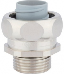 Straight hose fitting, PG21, 27 mm, brass, nickel-plated, IP54, metal, (L) 40 mm