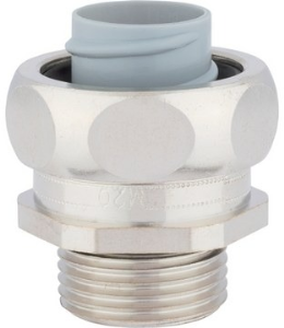 Straight hose fitting, PG16, 21 mm, brass, nickel-plated, IP54, metal, (L) 30 mm
