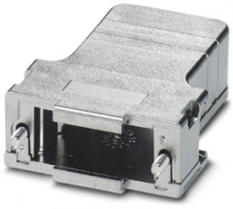 D-Sub connector housing, size: 2 (DA), straight 180°, cable Ø 4 to 11 mm, ABS, metallisiert, silver, 1419710