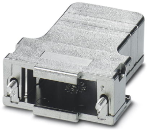 D-Sub connector housing, size: 2 (DA), straight 180°, cable Ø 4 to 11 mm, ABS, metallisiert, silver, 1419710