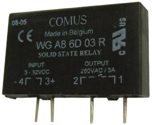 Solid state relay, 3-32 VDC, momentary switching, 48-280 VAC, 5 A, PCB mounting, 5760 8353 100