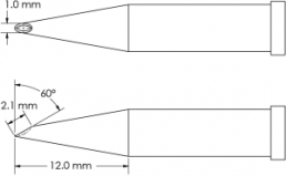 Soldering tip, Hoof shape, Ø 1 mm, (L) 12 mm, GT4-HF6010V