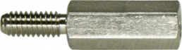 Hexagonal spacer bolt, External/Internal Thread, M2.5/M2.5, 17 mm, brass