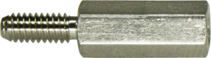 Hexagon spacer bolt, External/Internal Thread, M2.5/M2.5, 10 mm, brass