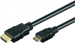 HDMI cable, 1 plug/1 Mini plug, 19-pole, 2,0 m, with Ethernet