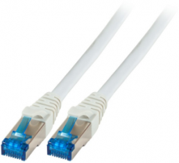 Patch cable, RJ45 plug, straight to RJ45 plug, straight, Cat 6A, S/FTP, PVC, 1 m, gray