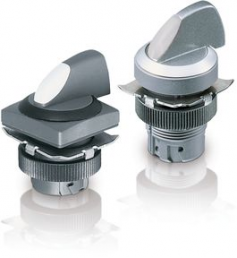 Selector switch, illuminable, groping, waistband round, front ring gray, 2 x 40°, mounting Ø 22.3 mm, 1.30.242.026/2208