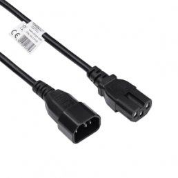 Power cord, Europe, C14-plug, straight on C15 jack, straight, black, 1.8 m