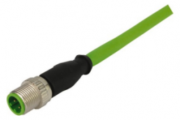 Sensor actuator cable, M12-cable plug, straight to M12-cable plug, straight, 4 pole, 1.5 m, PVC, green, 21349292405015