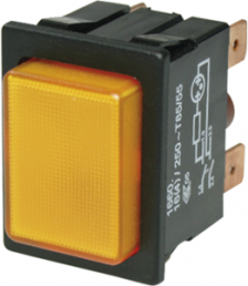 Pushbutton switch, 2 pole, orange, illuminated  (red), 16 (4) A/250 VAC, IP40, 1660.0201