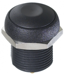 Pushbutton, 1 pole, black, unlit , 0.2 A/250 V, mounting Ø 16.2 mm, IP67, IRR3S422