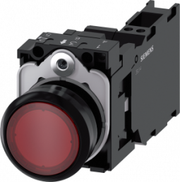 Pushbutton, red, illuminated  (red), mounting Ø 22.3 mm, IP20/IP66/IP67/IP69/IP69K, 3SU1102-0AB20-3FA0