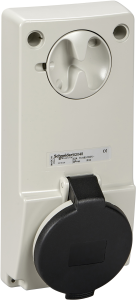 CEE surface-mounted socket, 4 pole, 32 A/480-500 V, black, 7 h, IP44, 82048