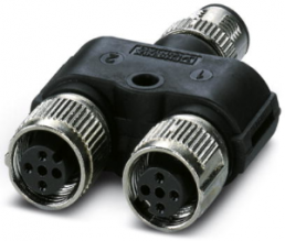Adapter, 2 x M12 (4 pole, plug) to M12 (5 pole, socket), Y-shape, 1403627