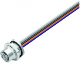 Sensor actuator cable, M12-flange socket, straight to open end, 4 pole + FE, 0.2 m, 16 A, 09 0642 800 05