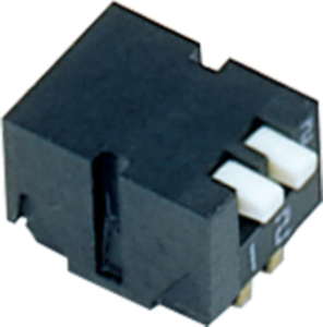 DIP switche, Off-On, 2 pole, angled, 100 mA/6 VDC, CHP-020A