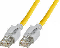 Patch cable with illuminated plugs, RJ45 plug, straight to RJ45 plug, straight, Cat 6A, S/FTP, LSZH, 2 m, yellow
