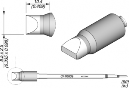 JBC soldering tip, chisel shape, C470039/8.5 x 2.5mm, straight