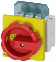 Emergency stop load-break switch, Rotary actuator, 3 pole, 25 A, 690 V, (W x H x D) 67 x 84 x 92.5 mm, front mounting, 3LD2103-1TP53