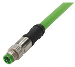 Sensor actuator cable, M8-cable plug, straight to open end, 4 pole, 0.5 m, PUR, green, 2134C700477005