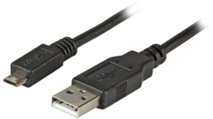 USB 2.0 connection cable, USB plug type A to micro-USB plug type B, 0.5 m, black