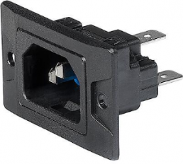 Plug C14, 3 pole, screw mounting, plug-in connection, black, 3-134-880