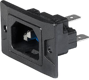 Plug C14, 3 pole, screw mounting, plug-in connection, black, 3-137-731