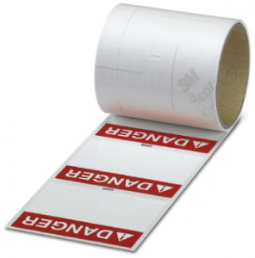 Polyvinyl chloride instruction sign, (L x W) 100 x 48 mm, red/white, Roll with 100 pcs
