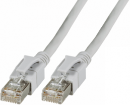 Patch cable with illuminated plugs, RJ45 plug, straight to RJ45 plug, straight, Cat 6A, S/FTP, LSZH, 0.5 m, gray