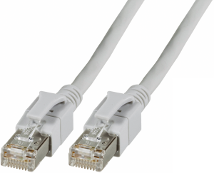 Patch cable with illuminated plugs, RJ45 plug, straight to RJ45 plug, straight, Cat 6A, S/FTP, LSZH, 5 m, gray