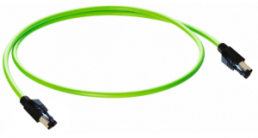Sensor actuator cable, RJ45-cable plug, straight to RJ45-cable plug, straight, 4 pole, 15 m, PUR, green, 1.5 A, 1037