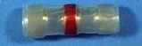 Butt connector with heat shrink insulation, transparent blue, 29.6 mm