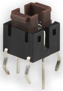 Short-stroke pushbutton, Form A (N/O), 50 mA/12 VDC, illuminated, blue, actuator (brown, L 2.2 mm), 0.98 N, THT