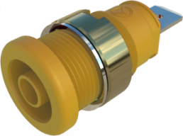 4 mm panel socket, flat plug connection, mounting Ø 12.2 mm, CAT III, yellow, SEB 2620 F6,3 NI GE